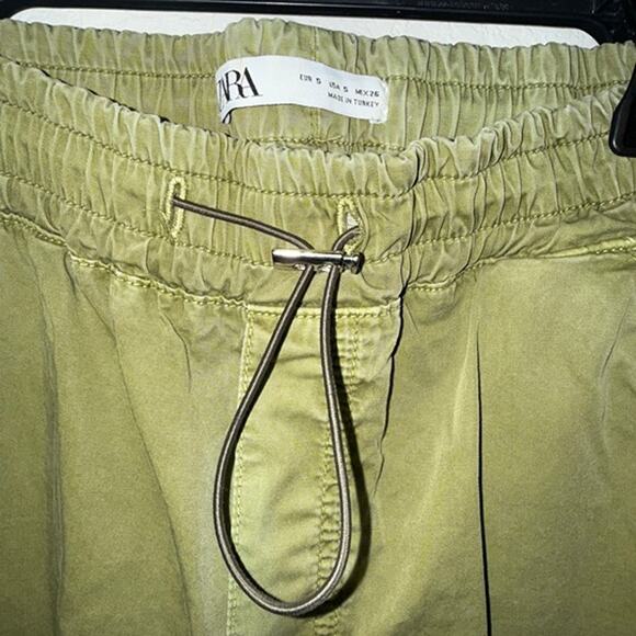 Zara Green Jumper Cargo Pants with Drawstring Size Small - Picture 2 of 4